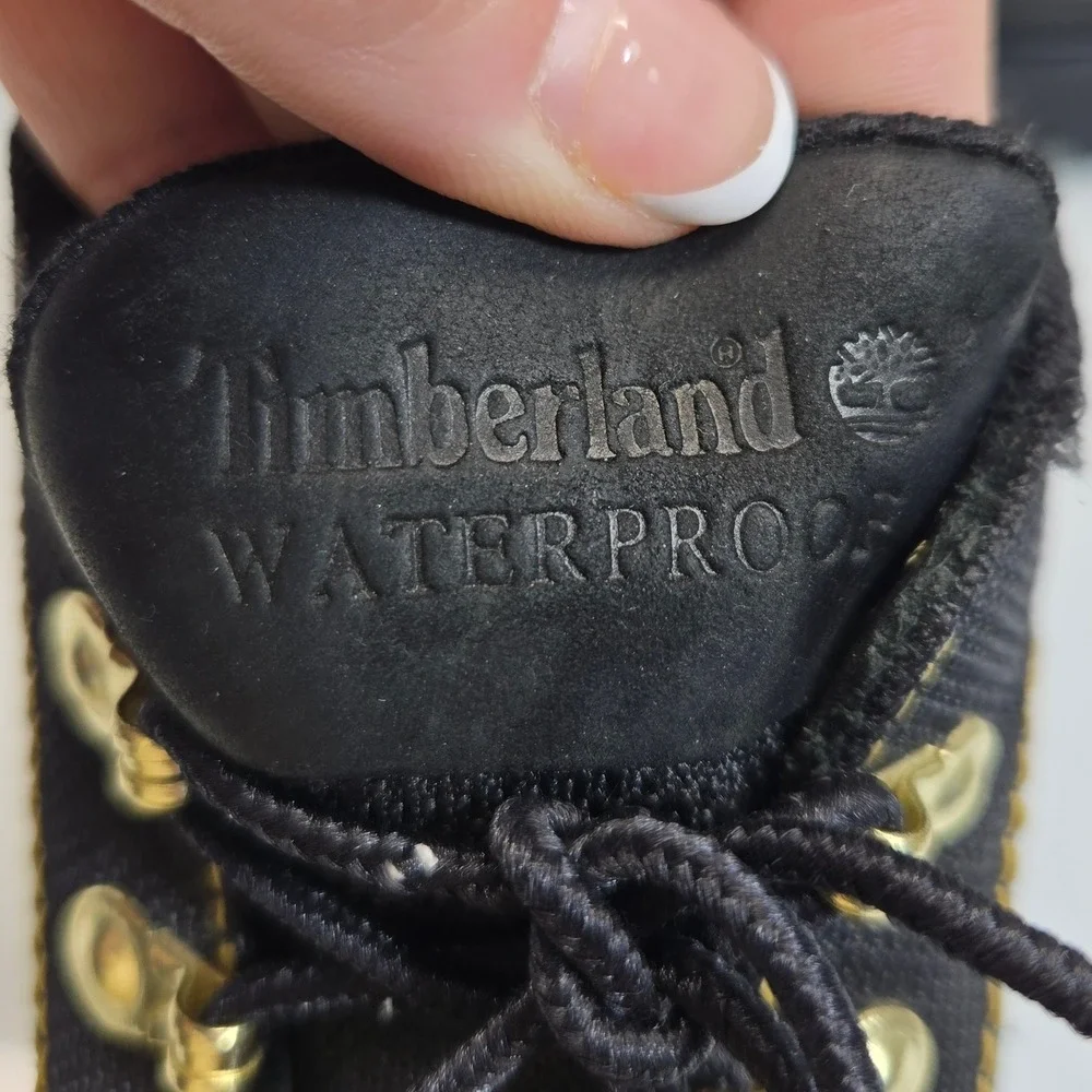 Timberland Waterproof Boots Mens 7 Black Campsite Chukka Leather Canvas Workwear